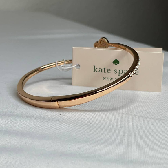 Kate Spade yours truly Heart pave open hinge cuff Bracelet Rose Gold (Damage) - Picture 6 of 12